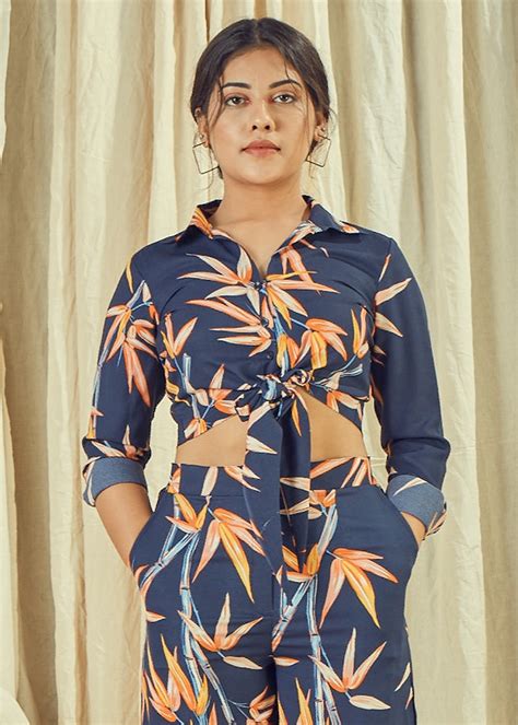 Get Navy Blue Floral Printed Shirt at ₹ 1399 | LBB Shop