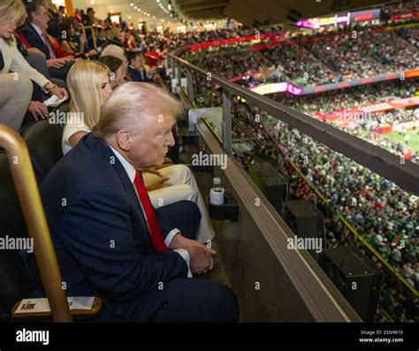 DONALD TRUMP, US President, at the Super Bowl 9 February 2025. Photo ...