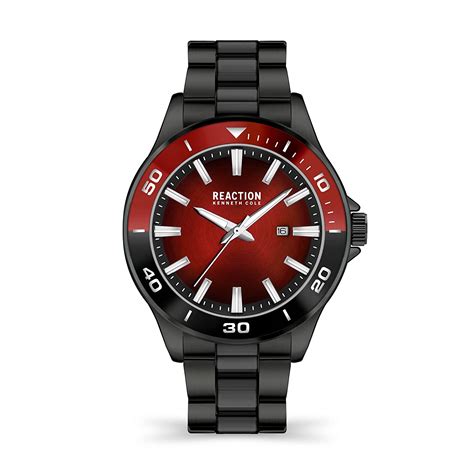 Kenneth Cole Reaction 3 Hands Men IP Black Stainless Steel Bracelet Ri