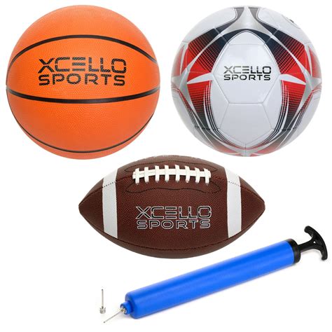 Xcello 3 Ball Multi-Sport Set with Pump - Includes Size 5 Soccer Ball ...