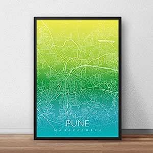 Recollection Pune City Map Art Print Poster A3 Size WITHOUT FRAME Wall ...