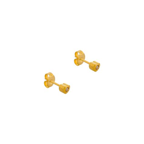 4MM Heartlite April Crystal 24K Pure Gold Plated Ear Studs For Kids – E ...
