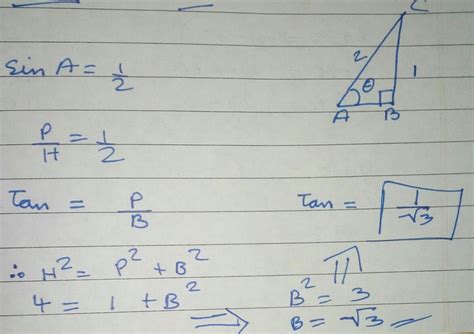 IF SIN A= 1/2 THEN FIND THE VALUE OF TAN A - Brainly.in
