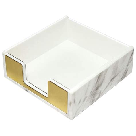 Buy Sticky Notes Pad Holder Memo Dispensers Rose Gold with Marble White ...