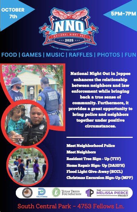 National Night Out In Joppee, South Central Park- Dallas, 7 October ...