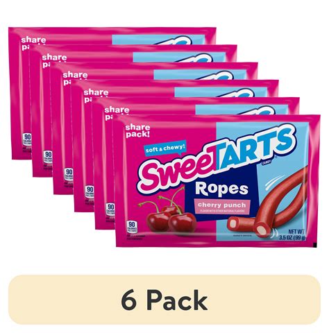 (6 pack) SweeTARTS Ropes, Candy, Cherry Punch, Soft and Chewy, 3.5 oz ...