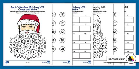 Santa Number Match Worksheet | Mathematics | Twinkl USA