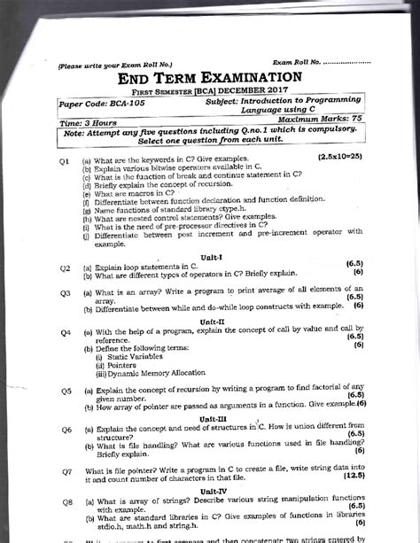 Paper 489 - Paper Code: BCA'7OS Subj ect: Intro duction to Prog ramming ...