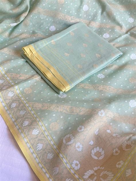 Iktara jamdani kadhwa sona rupa weaving banarasi mul cotton suit set ...