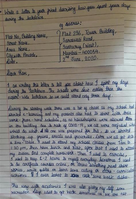 Write a letter to your cousin telling him / her about how you are ...