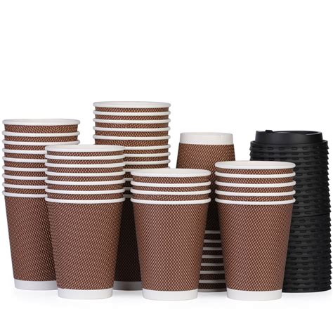 Jupean Coffee Cups,Disposable Coffee Cups,Coffee Cups With Lids 12 Oz ...