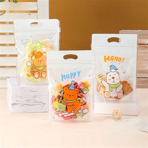 Small Random Teddy Design Ziplock Goodie Pouches With Handle For Gifti ...