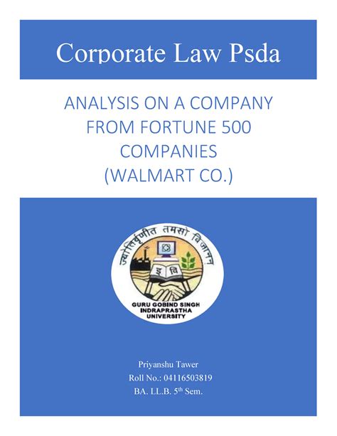 corporate law mandatory assignment - Priyanshu Tawer Roll No ...
