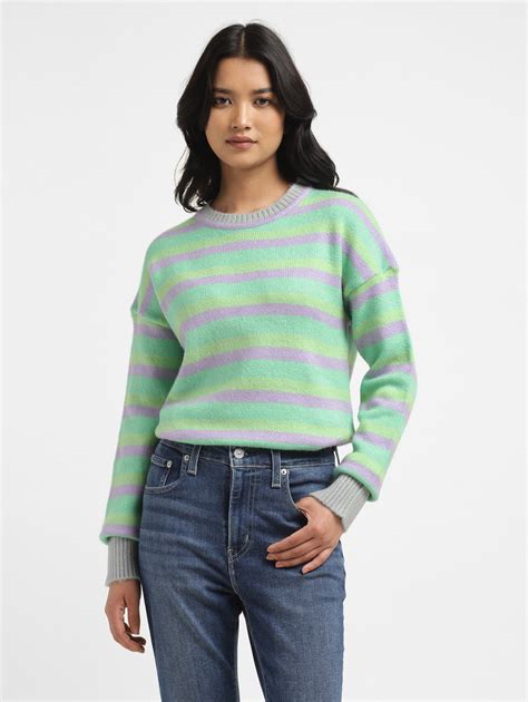 Women's Striped Multicolor Crew Neck Sweater – Levis India Store
