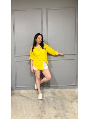 Buy Gazillion Bali Bright Yellow Cotton Drop Shoulder Shirt for Women ...