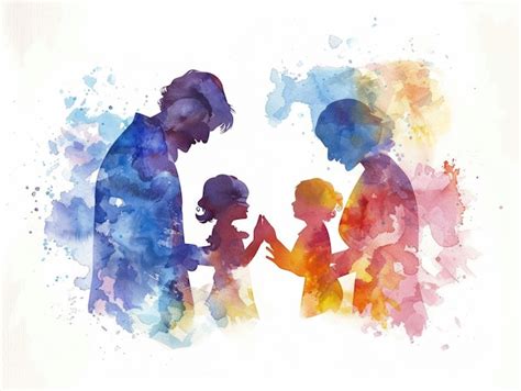 Watercolor silhouette of a christian family praying together simple ...