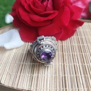 Buy Natural Amethyst Ring,925 Sterling Silver,poison Box Ring,boho Ring ...