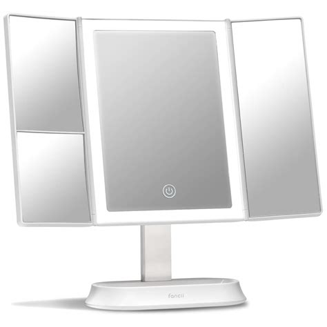 Fancii Trifold Makeup Mirror with Natural LED Lights, Lighted Vanity ...