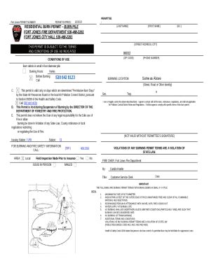 RESIDENTIAL BURN PERMIT Doc Template | pdfFiller