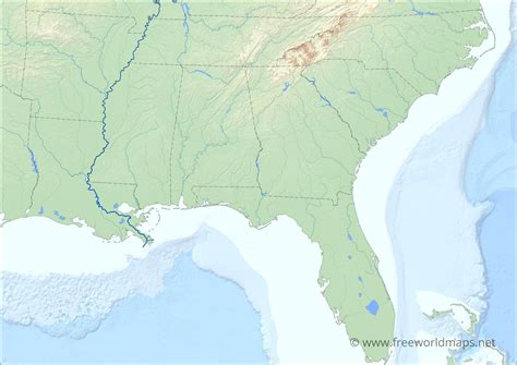 Southeastern US Physical Map