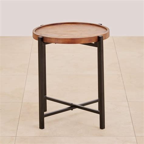 Buy Helios Ajax Mango Wood Top End Table - Brown and Black from Helios ...