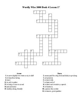 Wordly Wise 3000 Book 4 Lesson 17 Crossword Puzzle by Flair for the ...