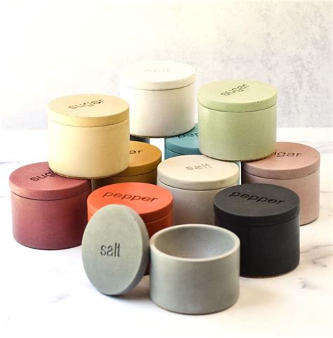 Concrete Salt Pepper Sugar Bowls, Salt Cellar With Lid, Spice Bowl ...