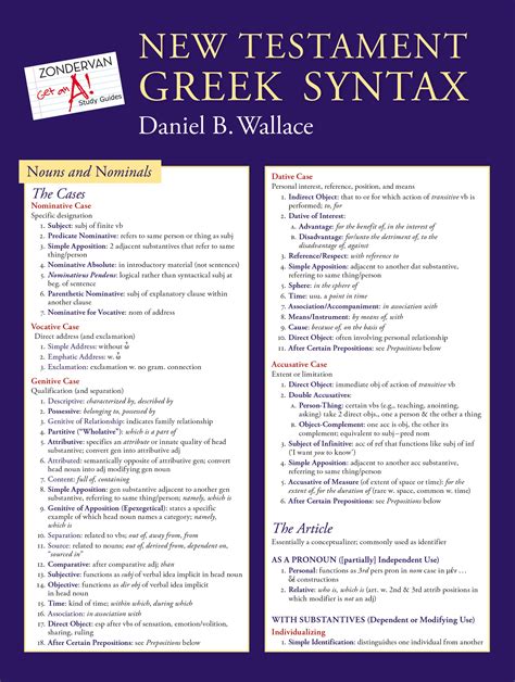 New Testament Greek Syntax Laminated Sheet (Zondervan Get an A! Study ...