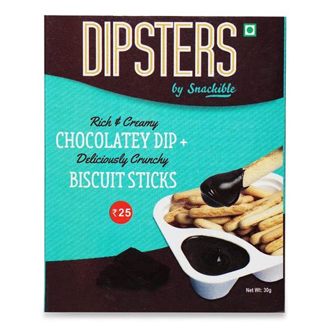 Snackible Dipsters Chocolatey Dip with Biscuit Sticks (Pack of 6 ...