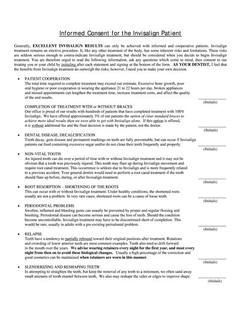 Fillable Online Informed Consent for the Invisalign Patient - ProSites ...