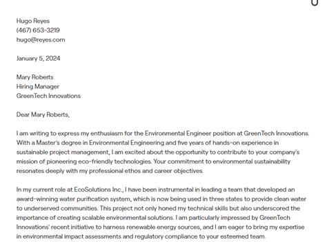 Environmental Science Cover Letter Examples 的图像结果