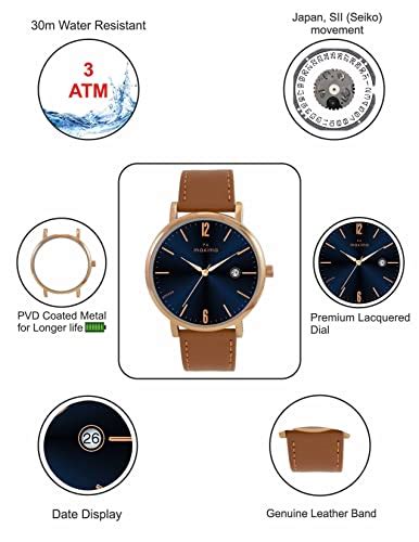 Buy Maxima Attivo Collection Analog Blue Dial with Rose Gold case and ...
