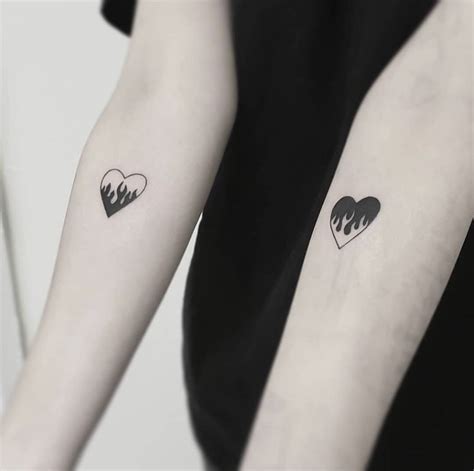 Fire Heart tattoo on the fore arm Hon Tattoo | Matching tattoos, Fire ...