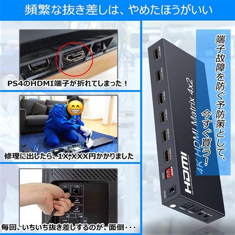 Buy ELEVIEW EHD-076Y HDMI Switcher Splitter Matrix, 4 Inputs, 2 Outputs ...