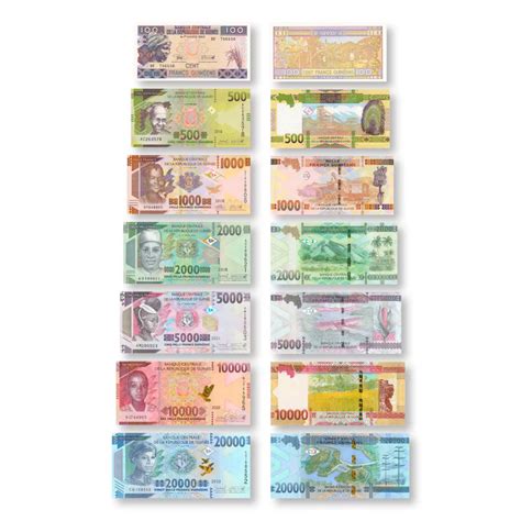 Guinea 100 - 20,000 Francs Birds Theme Full Set of 7 UNC Bank Notes