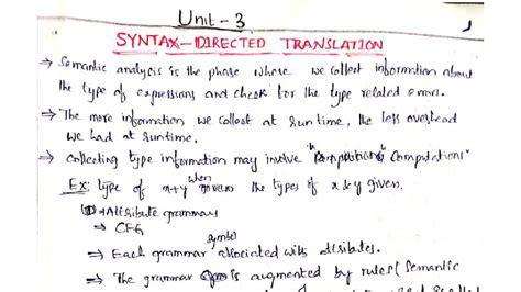 Unit 3: Semantic Analysis and Syntax Directed Definitions - Studocu