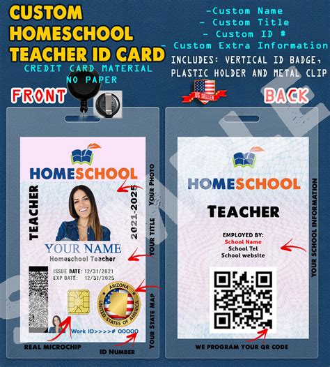 CUSTOM PVC ID Card w/ Clip CUSTOM HOMESCHOOL Teacher ID CARD | eBay ...