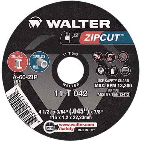 DISCO DE CORTE ZIP CUT 4-1/2'' x 3/64'' x 7/8'' - Mipe Supply