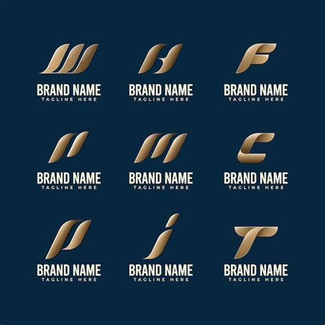 A collection of logos for a brand name brand | Premium Vector