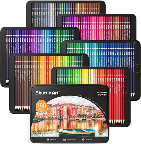 Shuttle Art 180 Colored Pencils, Soft Core Coloring Pencils Set with 4 ...