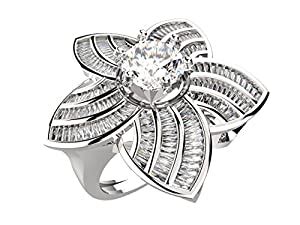 Buy Silver Taper Jewels Prismatic Clustered Real Diamond Ring at Amazon.in