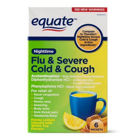 Buy 2 pack Equate Nighttime Flu & Severe Cold & Cough Packets, 650 mg ...
