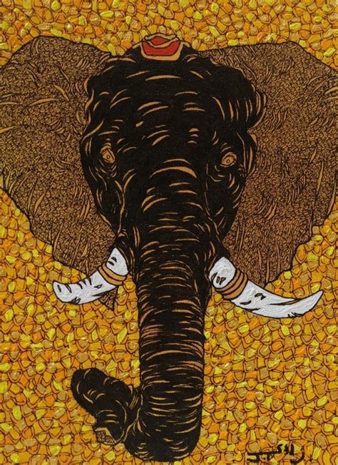 "Vinayaka": Brown Acrylic Painting (10x7) by Rama Krishna V – ArtZolo.com