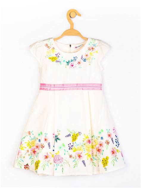 Buy Girls Off White Printed Dress | Peppermint