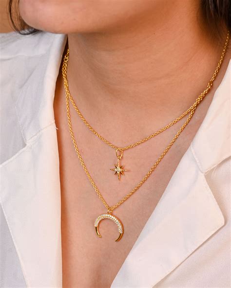 Crescent Moon Star Layered Made of Fine 925 Silver – Avior Jewels