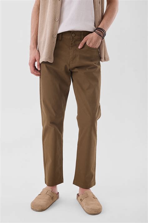 Buy Men's Brown Mid Rise Slim Fit Trousers Online | Snitch – SNITCH