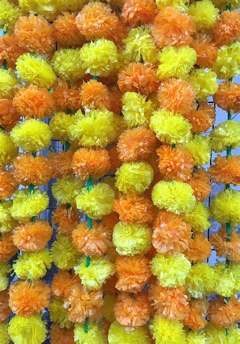 eCraftIndia Set of 5 Artificial Yellow and Orange Marigold Flower Garl