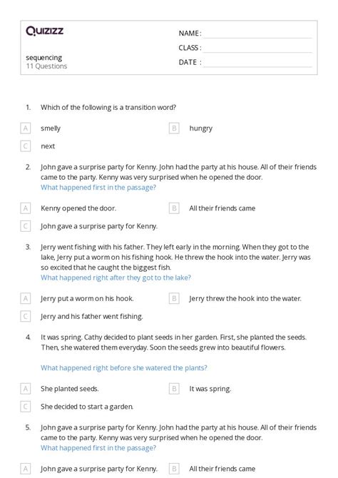 Printable Sequencing Worksheets | Quizizz