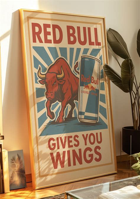 Red Bull Vintage Poster - Retro Red Bull Wall Art - Man Cave Decor ...