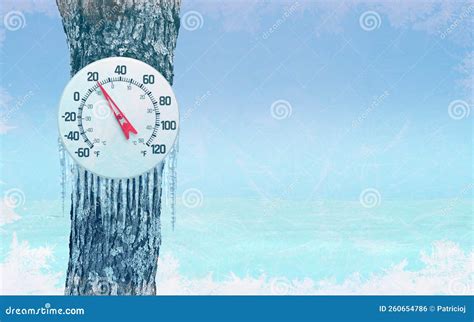 Outdoor Thermometer on a Tree - 20 Degree Fahrenheit Freezing ...